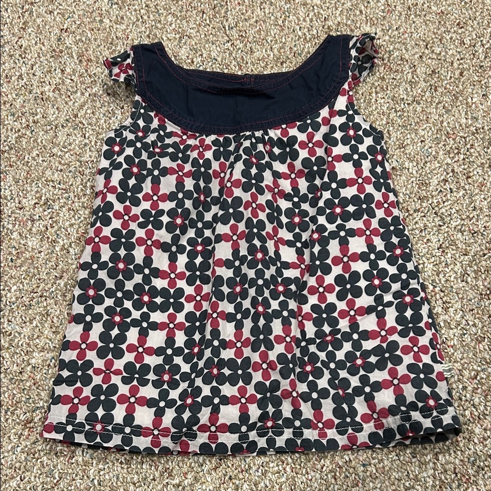 Charming Floral Kids Blouse in Navy and Purple